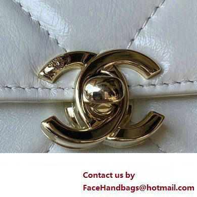 Chanel Quilted Shiny Calfskin  &  Gold-Tone Metal box Bag AS4471 White 2023